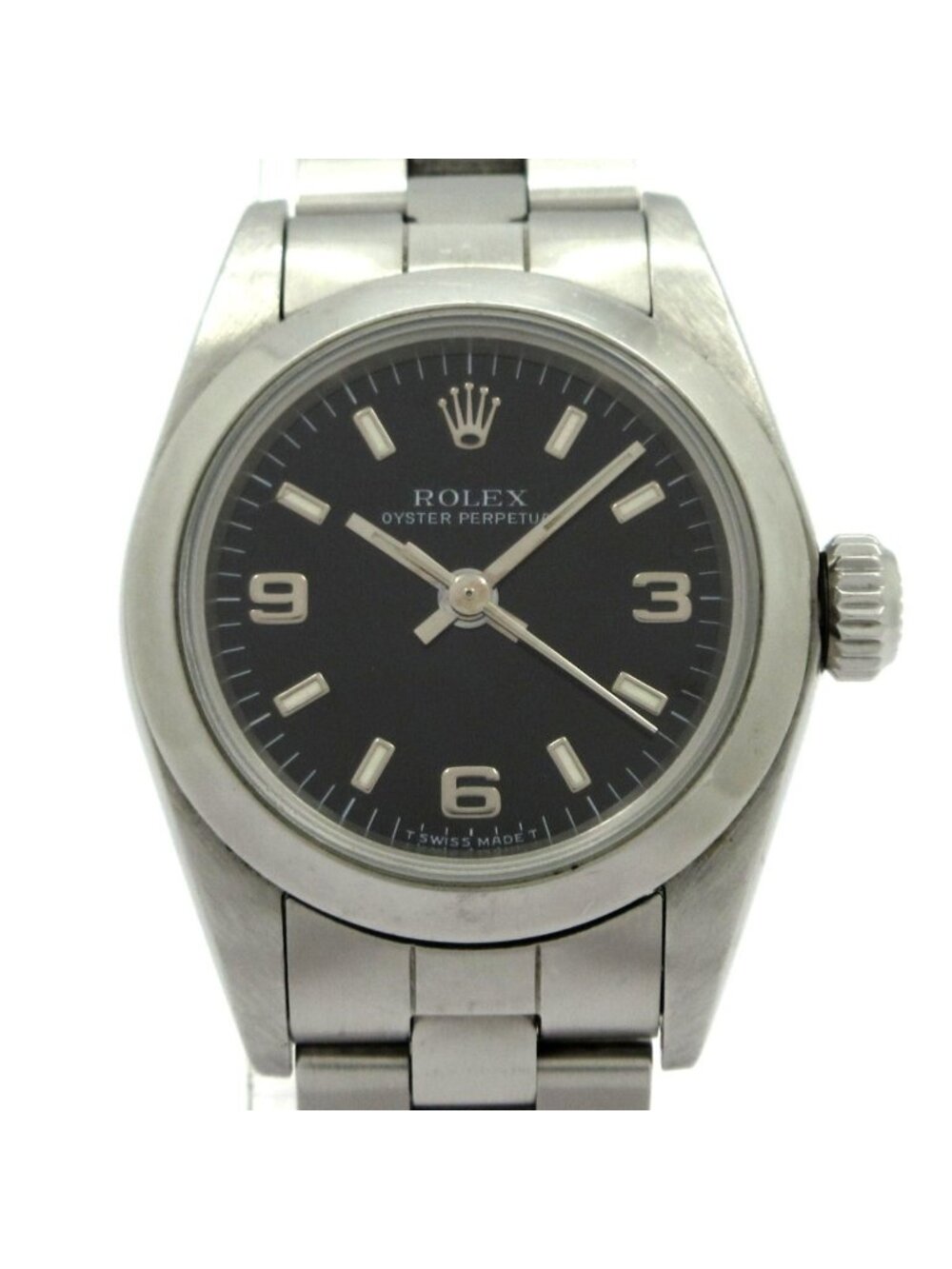 Rolex Watch Oyster Perpetual SS 10 Links Black